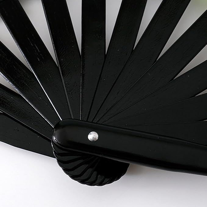 Folding Fan UV Glow Rave Bamboo Hand Fan Carnival Decoration Dancing Party Wedding Night Club Concert Tai Chi Kung Fu Large