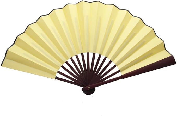 Traditional Nylon-Cloth Handheld Folding Fan - Cream Yellow
