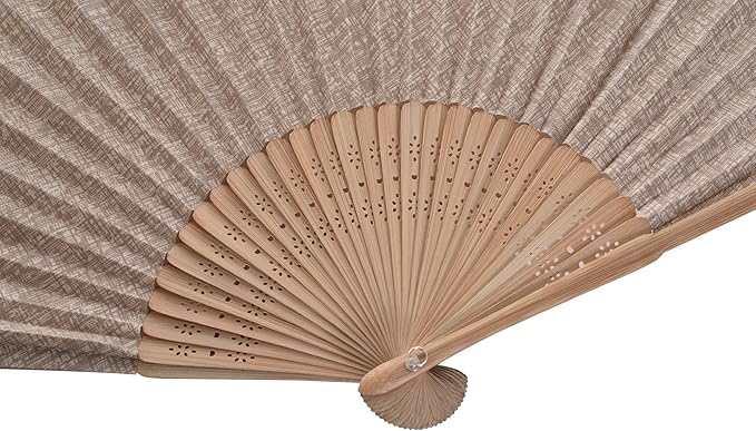 Hand Fan with Beautiful Fabric Printed (Coffee)