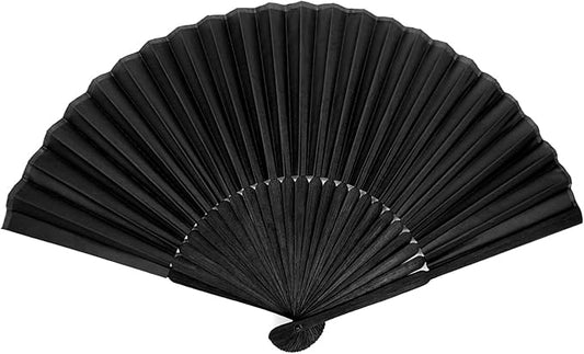 Black Folding Hand Classic Style Fan Fabric Bamboo Ribs Hand Held  Foldable Fan for Wedding, Party Favor, Performance, Dance, Home Decorations, Festival, Gift