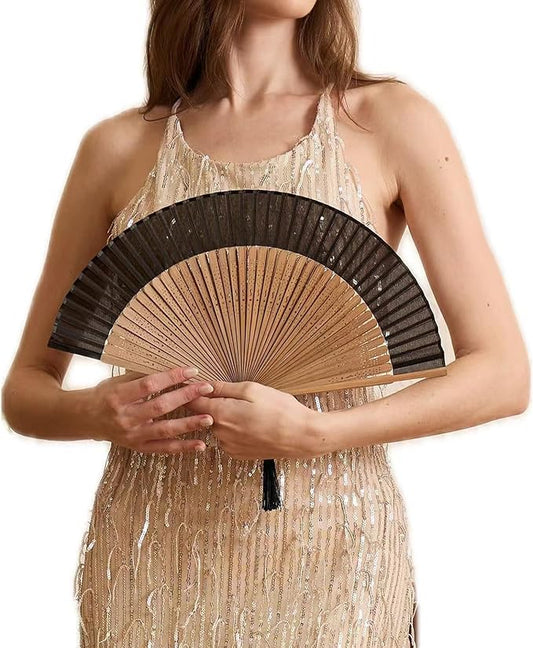 Handheld Fan for Women Foldable, Vintage Bamboo Folding Hand Fan for line dancing, Party