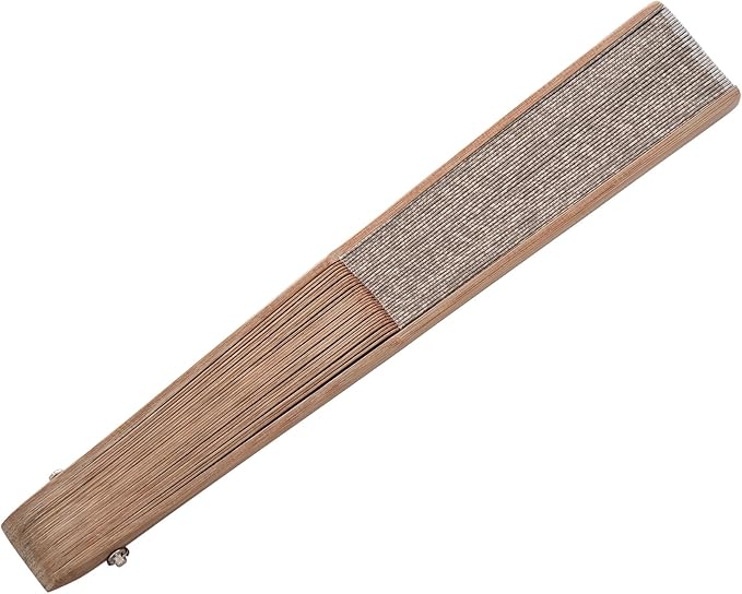 Hand Fan with Beautiful Fabric Printed (Coffee)