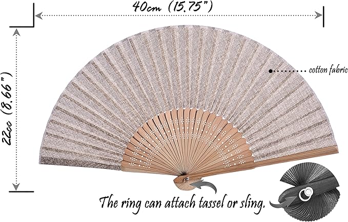 Hand Fan with Beautiful Fabric Printed (Coffee)